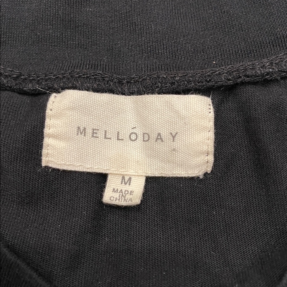 Melloday mixed media short sleeve black midi dress M - Picture 6 of 7